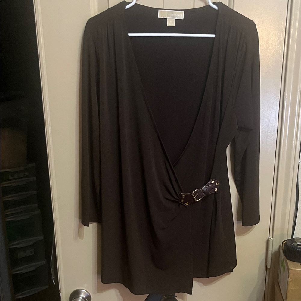 Michael Kors Brown Tunic Top with Belted Detail
